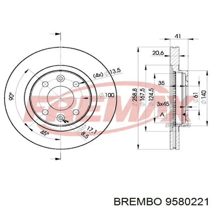 9580221 Brembo диск гальмівний передній