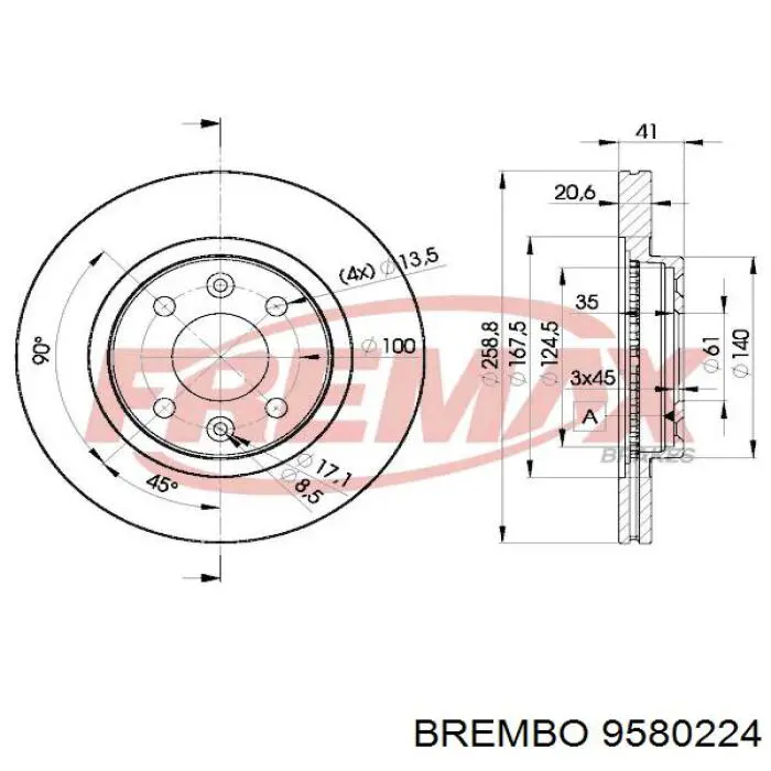 9580224 Brembo диск гальмівний передній
