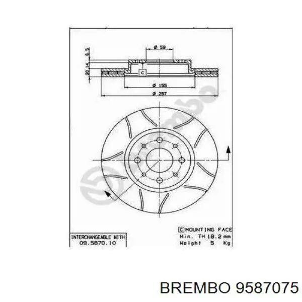 9587075 Brembo диск гальмівний передній