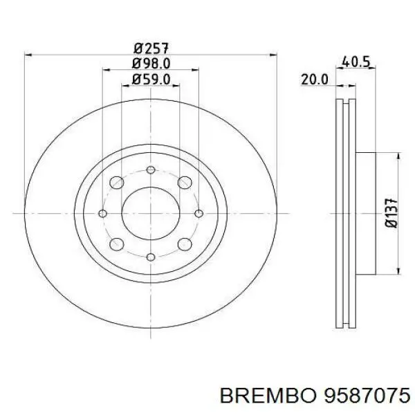 9587075 Brembo Гальмо дискове переднє