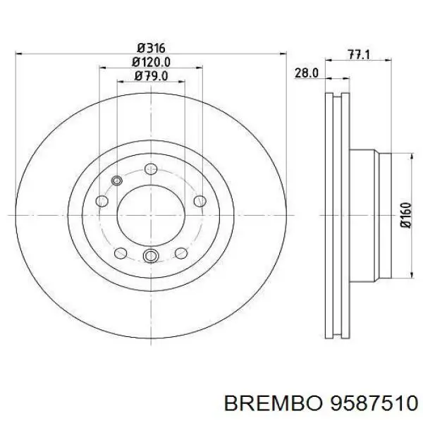9587510 Brembo диск гальмівний передній