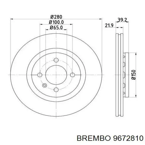 Диск переднього гальма Brembo 9672810 ціна, від 43.62 USD