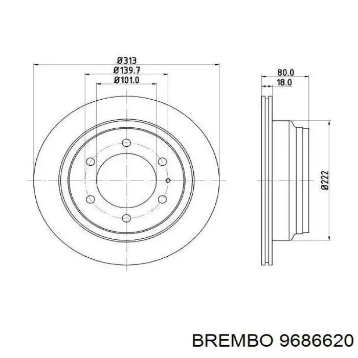 Диск переднього гальма Brembo 9686620 ціна, від 43.94 USD