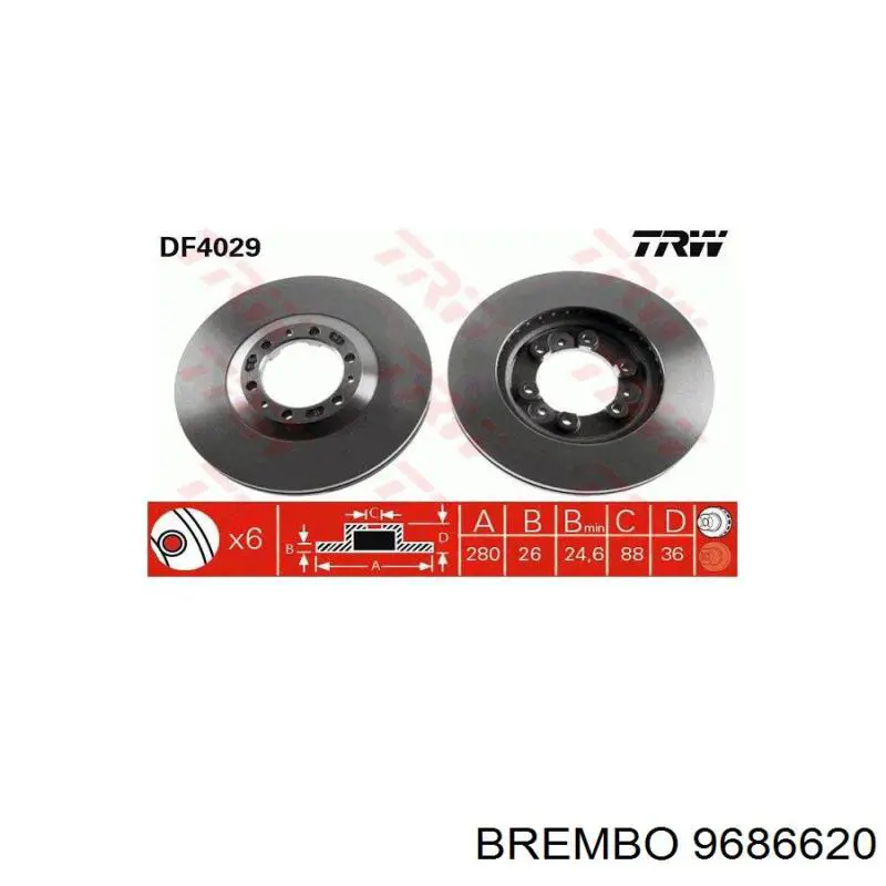 Гальмівні диски передні 9686620 Brembo