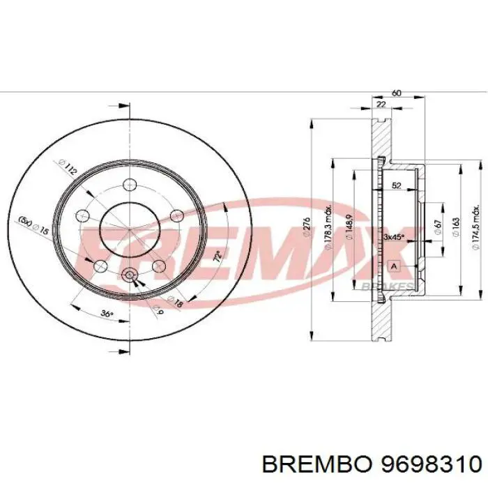 Купити 9698310 Brembo Ротор гальмівний