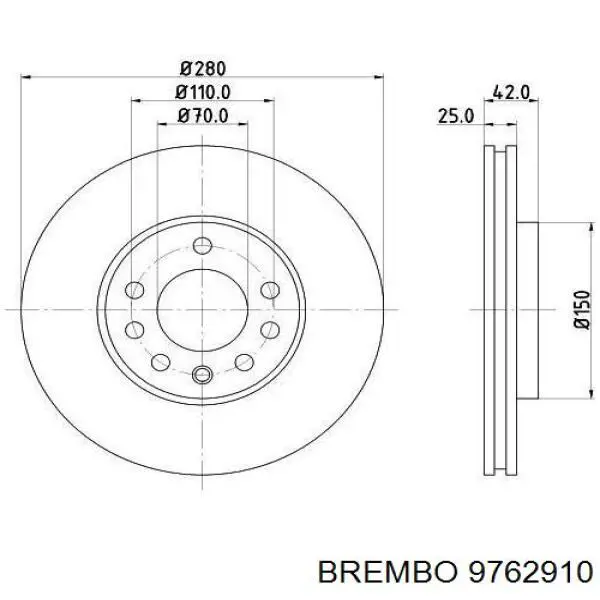 9762910 Brembo Гальмо дискове переднє