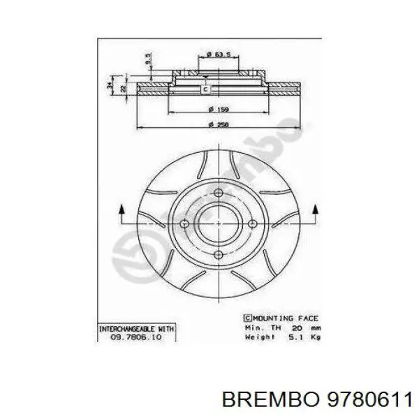 Купити 9780611 Brembo Ротор гальмівний