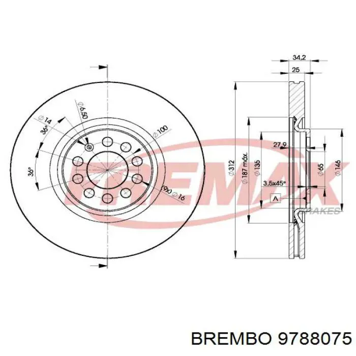 9788075 Brembo Гальмо дискове переднє