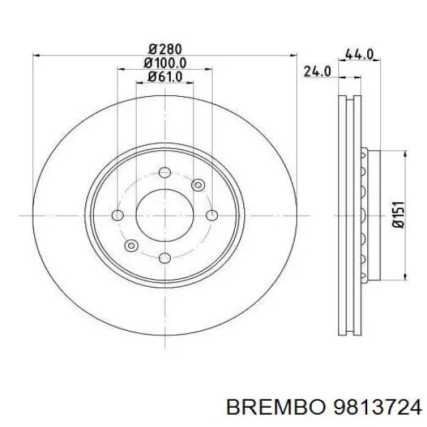 9813724 Brembo Гальмо дискове переднє