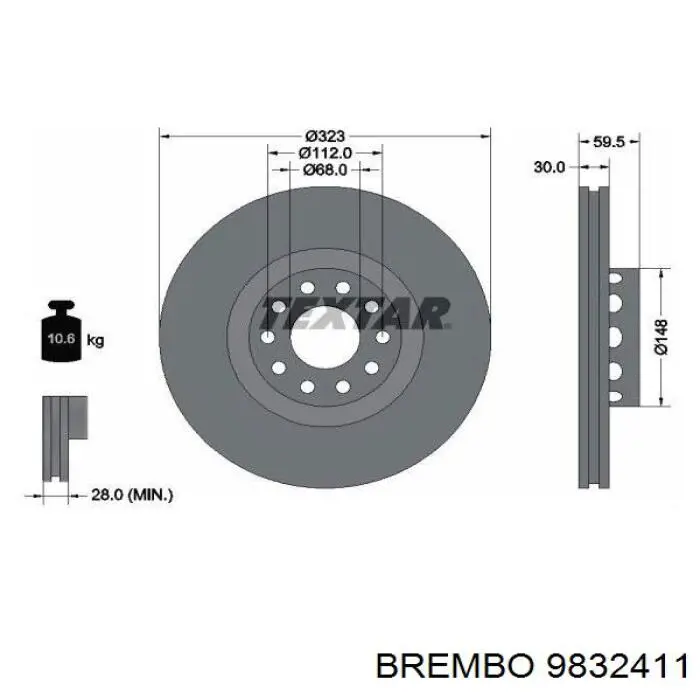 9832411 Brembo диск гальмівний передній