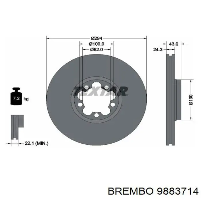 Диск гальмівний передній 9883714 Brembo