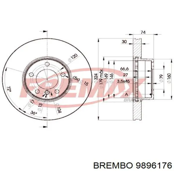 9896176 Brembo диск гальмівний передній