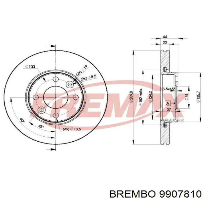 Гальмівні диски передні 9907810 Brembo