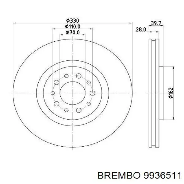 Диск переднього гальма Brembo 9936511 ціна, від 63.41 USD