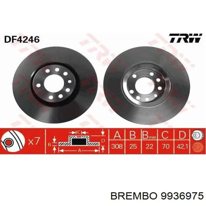 9936975 Brembo диск гальмівний передній