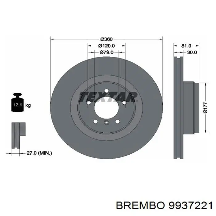 9937221 Brembo диск гальмівний передній