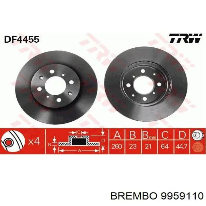 9959110 Brembo диск гальмівний передній
