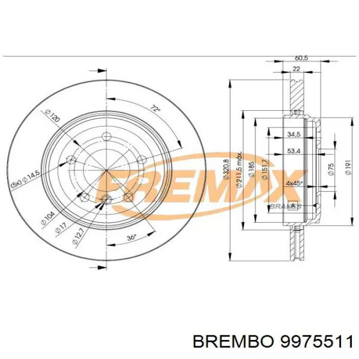 Купити 9975511 Brembo Ротор гальмівний