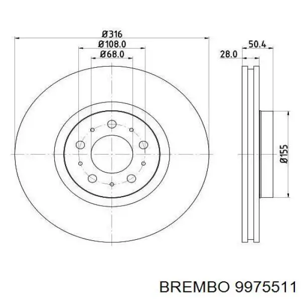 9975511 Brembo Гальмо дискове переднє