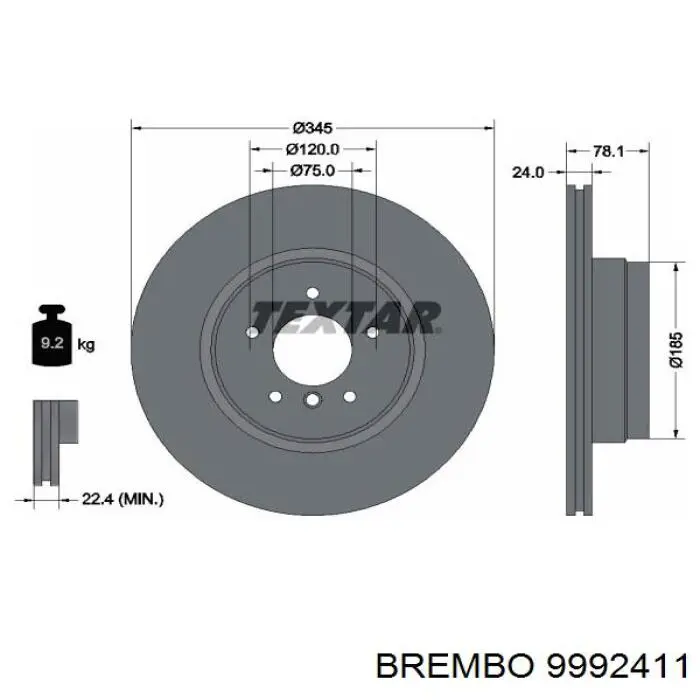 Задні дискові гальма Brembo 9992411 ціна, від 88.14 USD