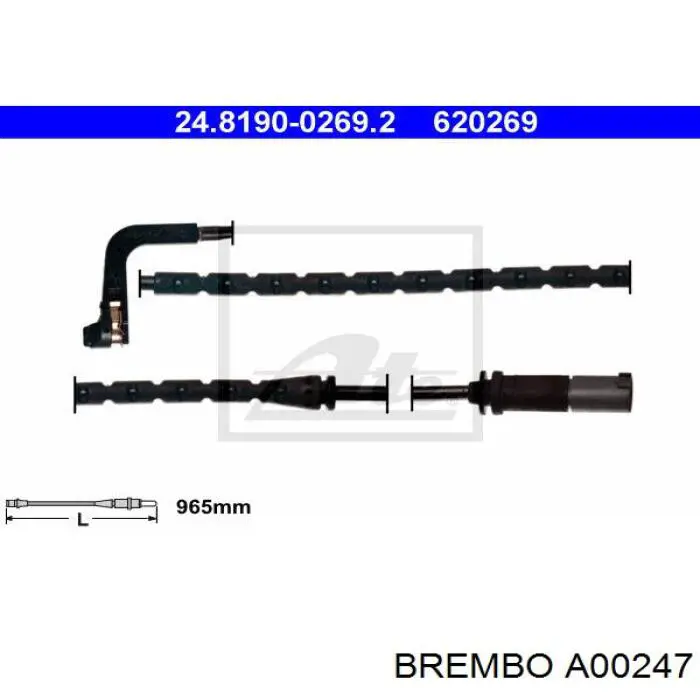 Датчик зносу гальмівних колодок, задній Brembo A00247 ціна, від 10.94 USD