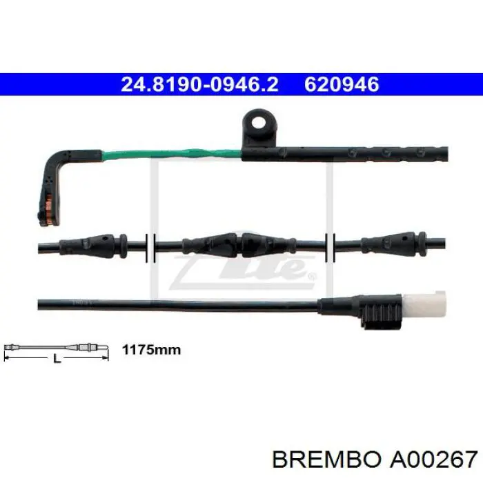 A00267 Brembo датчик зносу гальмівних колодок, передній
