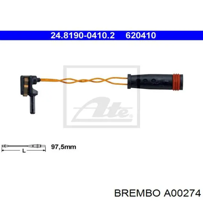 Купити A00274 Brembo Датчик зносу гальмівних колодок, задній