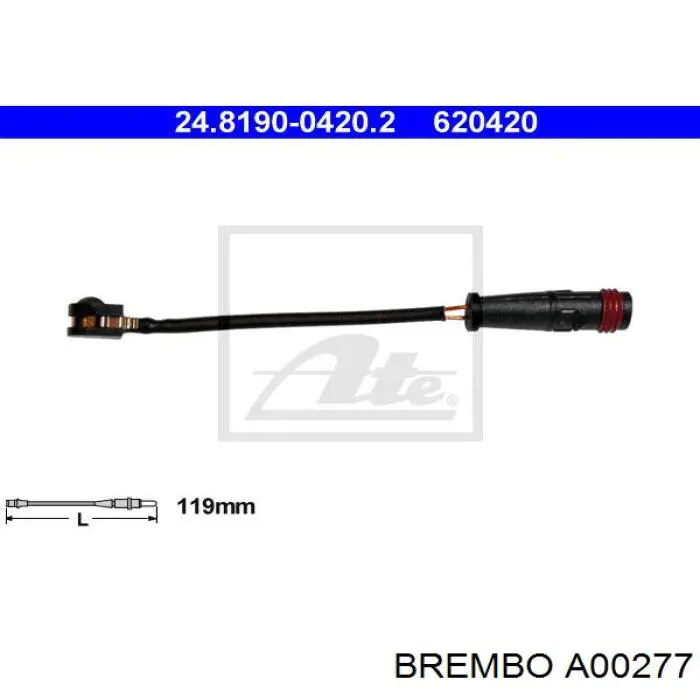 A00277 Brembo датчик зносу гальмівних колодок, передній