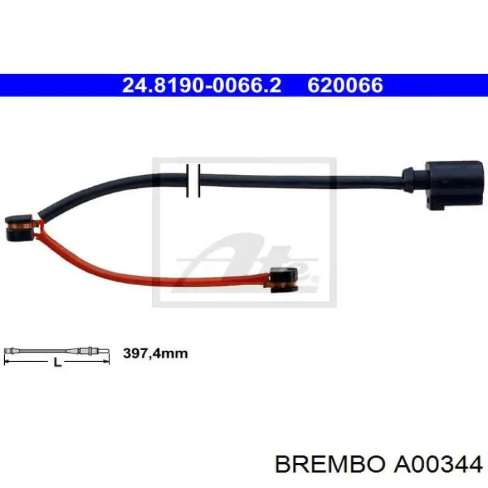 A00344 Brembo Датчик зносу гальмівних колодок, передній