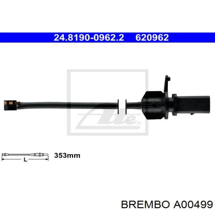Купити A00499 Brembo Датчик зносу гальмівних колодок