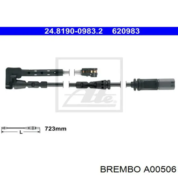 A00506 Brembo датчик зносу гальмівних колодок, передній лівий