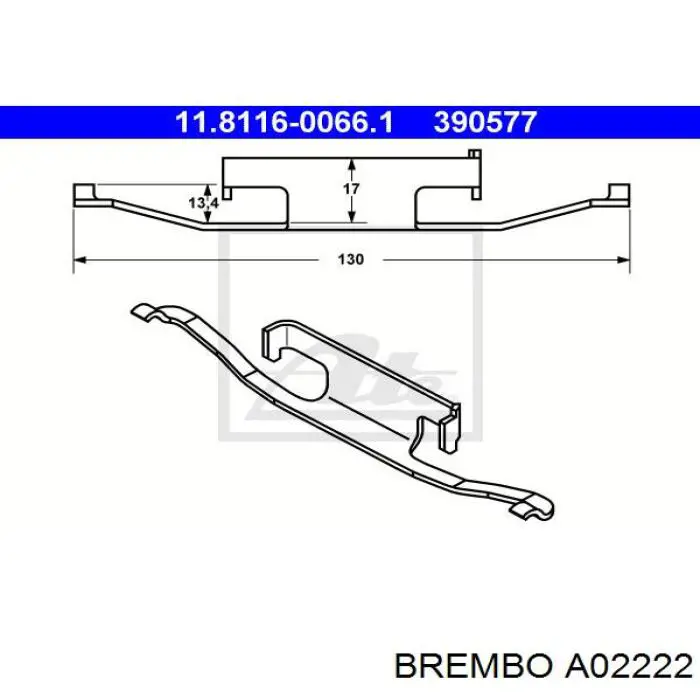 A02222 Brembo Комплект пружинок кріплення дискових колодок, задніх