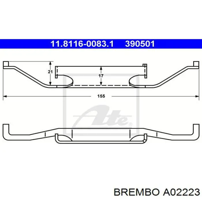 A02223 Brembo Комплект пружинок кріплення дискових колодок, передніх