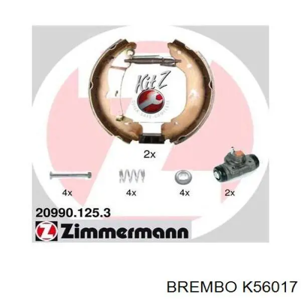Купити K56017 Brembo Колодки гальмівні задні барабанні, в зборі з циліндруми, комплект