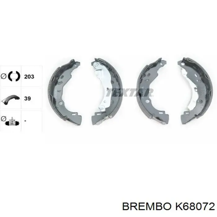 Колодки гальмівні задні барабанні, в зборі з циліндруми, комплект K68072 Brembo