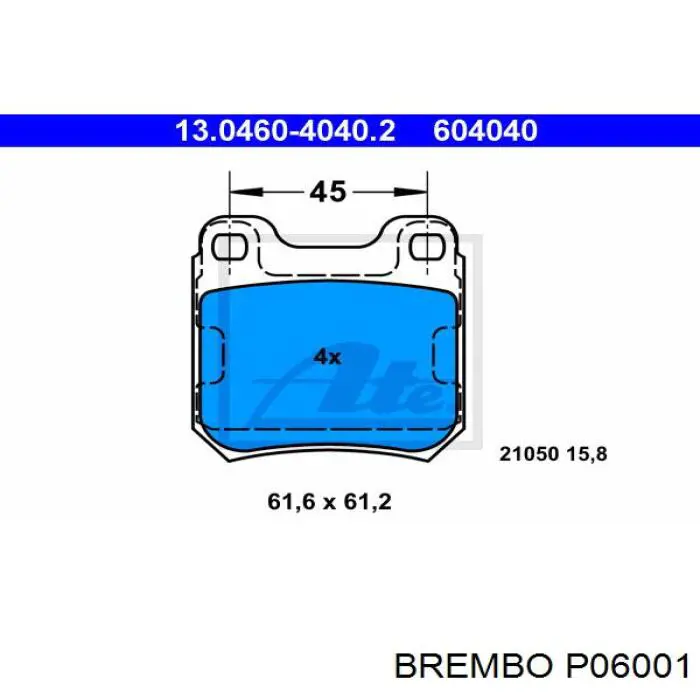 Задні дискові колодки Brembo P06001