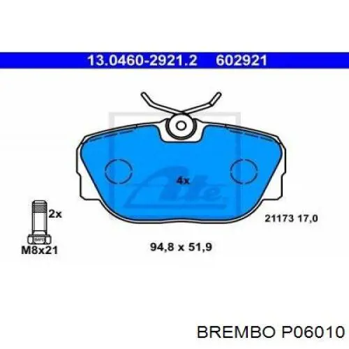P06010 Brembo Передні гальмівні колодки