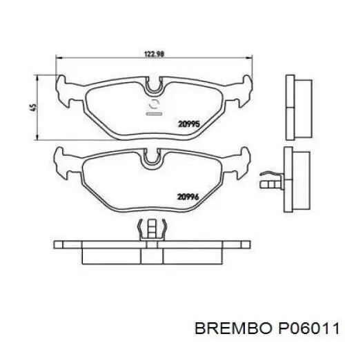 P06011 Brembo Колодки гальмівні задні, дискові