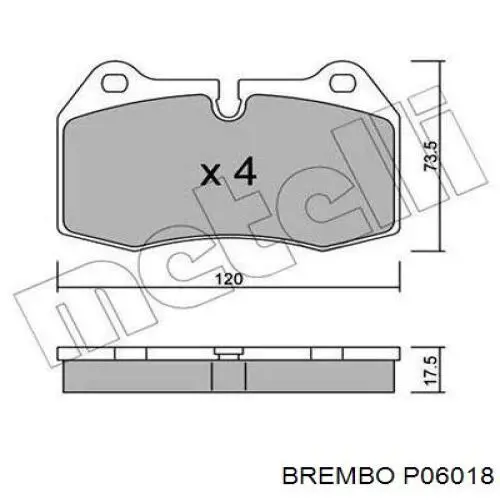 P06018 Brembo колодки гальмівні передні, дискові