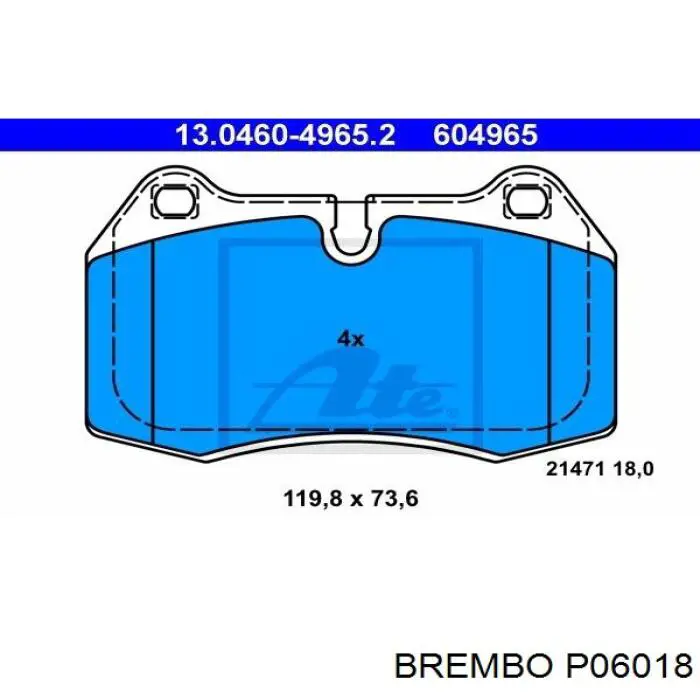 P06018 Brembo Передні гальмівні колодки