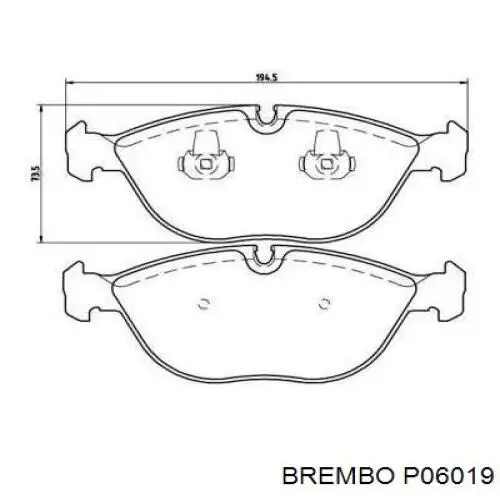 Колодки гальмівні передні, дискові P06019 Brembo