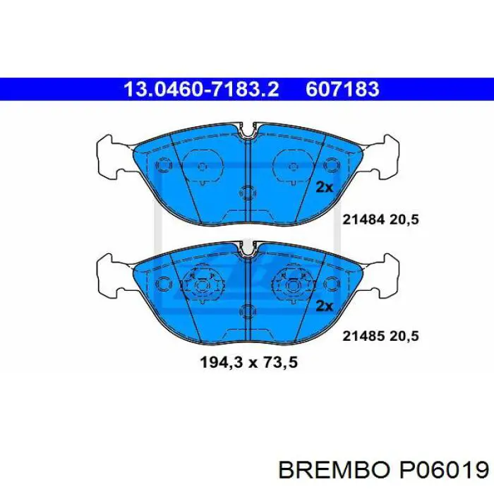 Купити P06019 Brembo Колодки гальмівні передні, дискові