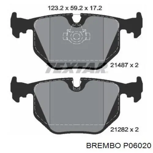 Задні гальмівні колодки P06020 Brembo