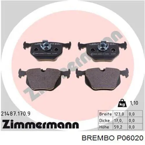 Задні гальмівні колодки Brembo P06020 ціна, від 29.87 USD