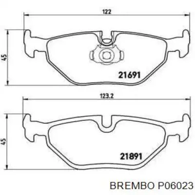 P06023 Brembo Колодки гальмівні задні, дискові