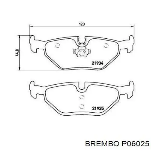 Задні гальмівні колодки P06025 Brembo