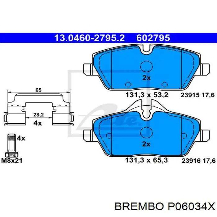 Тормозні колодки Brembo P06034X
