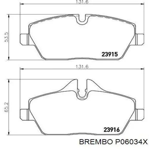 Передні тормозні колодки P06034X Brembo