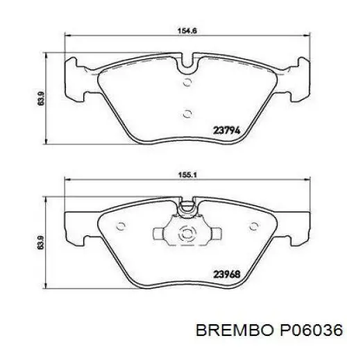P06036 Brembo колодки гальмівні передні, дискові