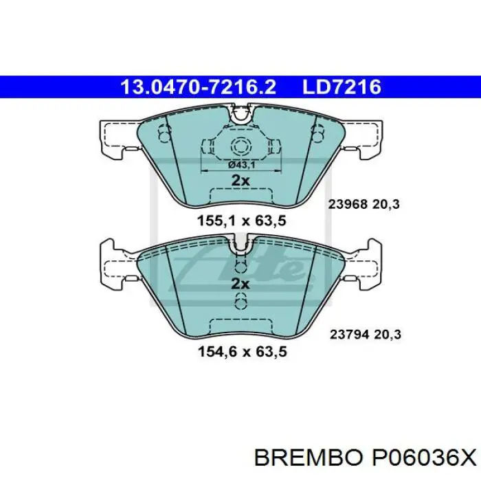 Купити P06036X Brembo Колодки гальмівні передні, дискові